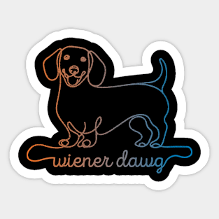 Dachshund Dog Silhouette Art | Wiener Dawg | Classic Sunset Gradient Sticker